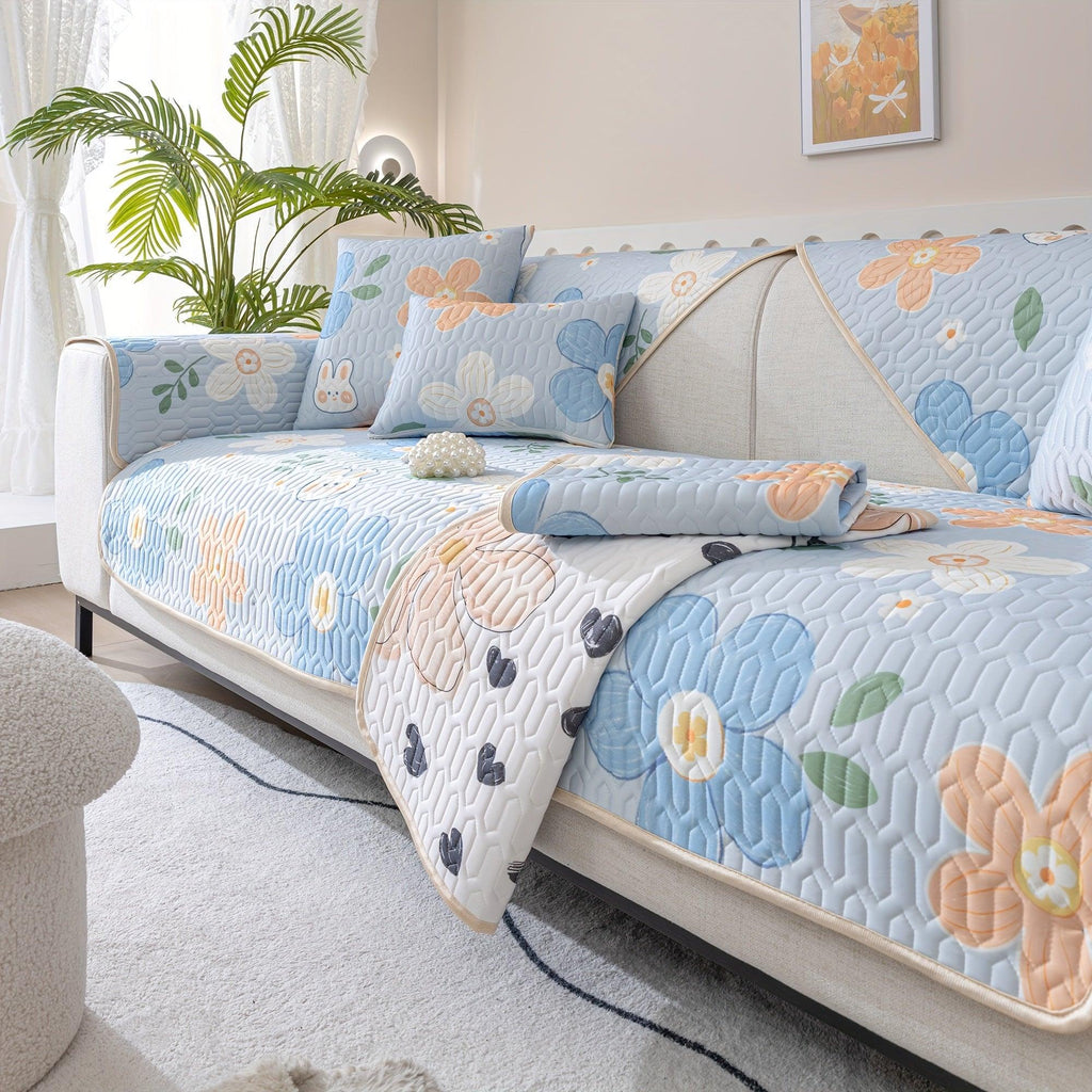 Boho Style Ice Silk Latex Sofa Cover Slipcover | Dog Hair Couch Cover