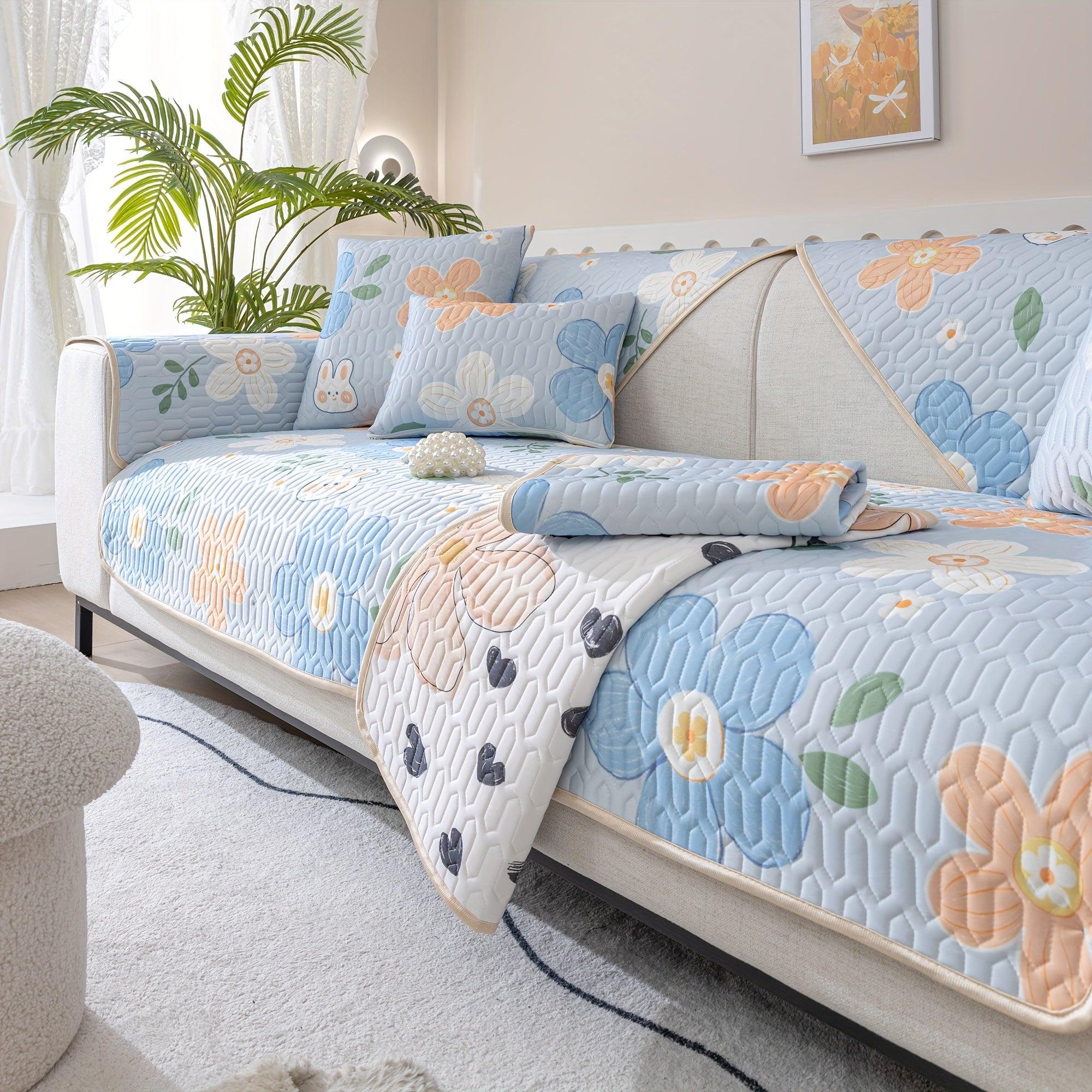 Boho Style Ice Silk Latex Sofa Cover Slipcover | Dog Hair Couch Cover