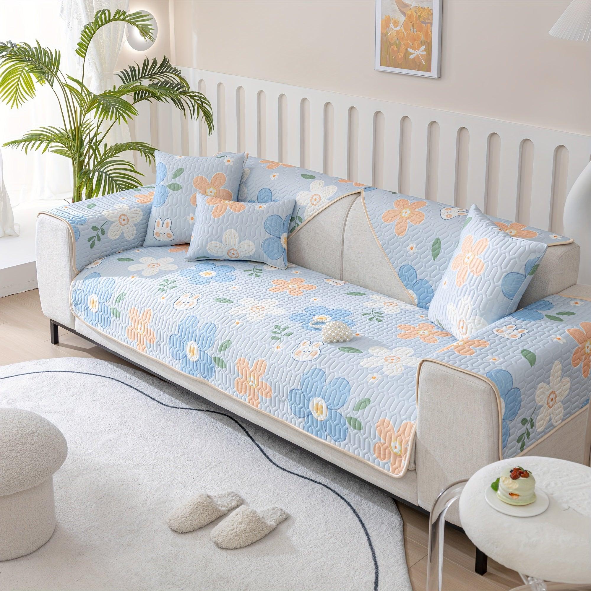 Boho Style Ice Silk Latex Sofa Cover Slipcover | Dog Hair Couch Cover