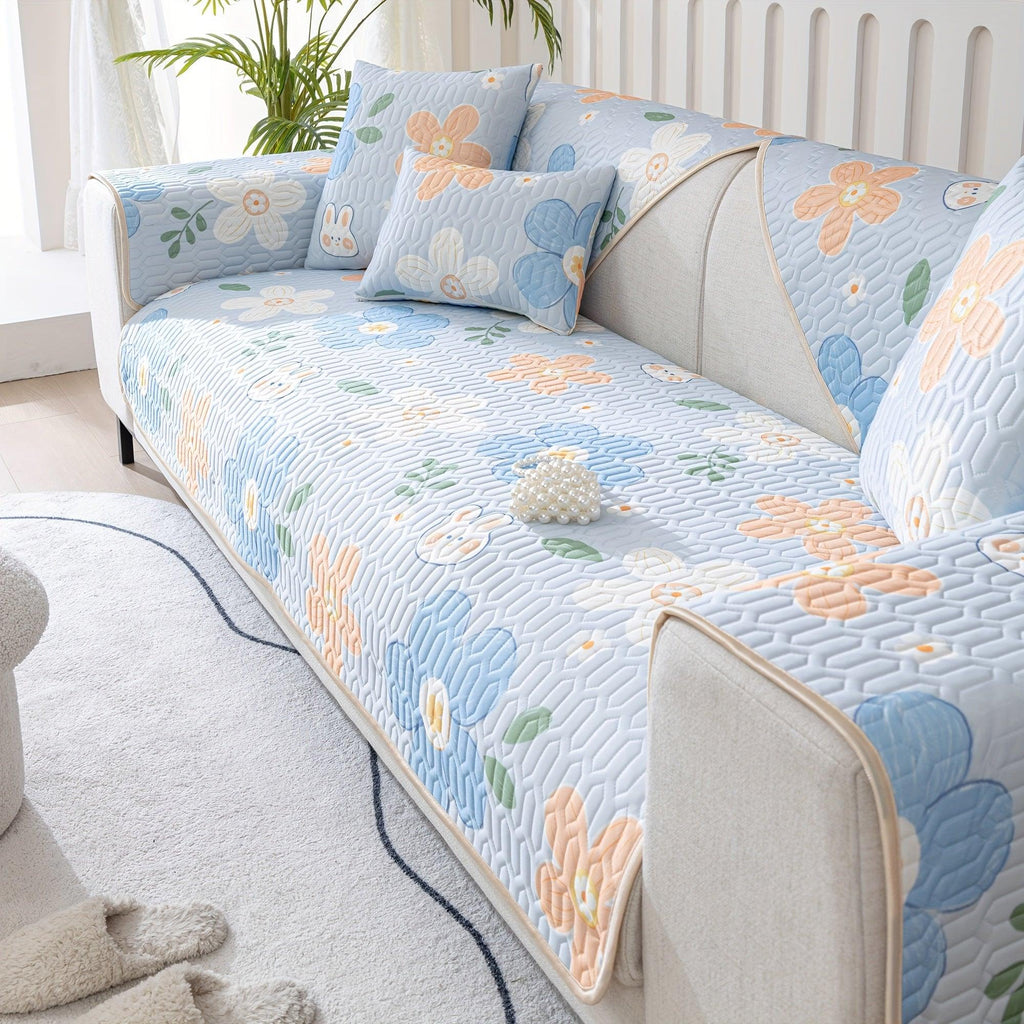 Boho Style Ice Silk Latex Sofa Cover Slipcover | Dog Hair Couch Cover