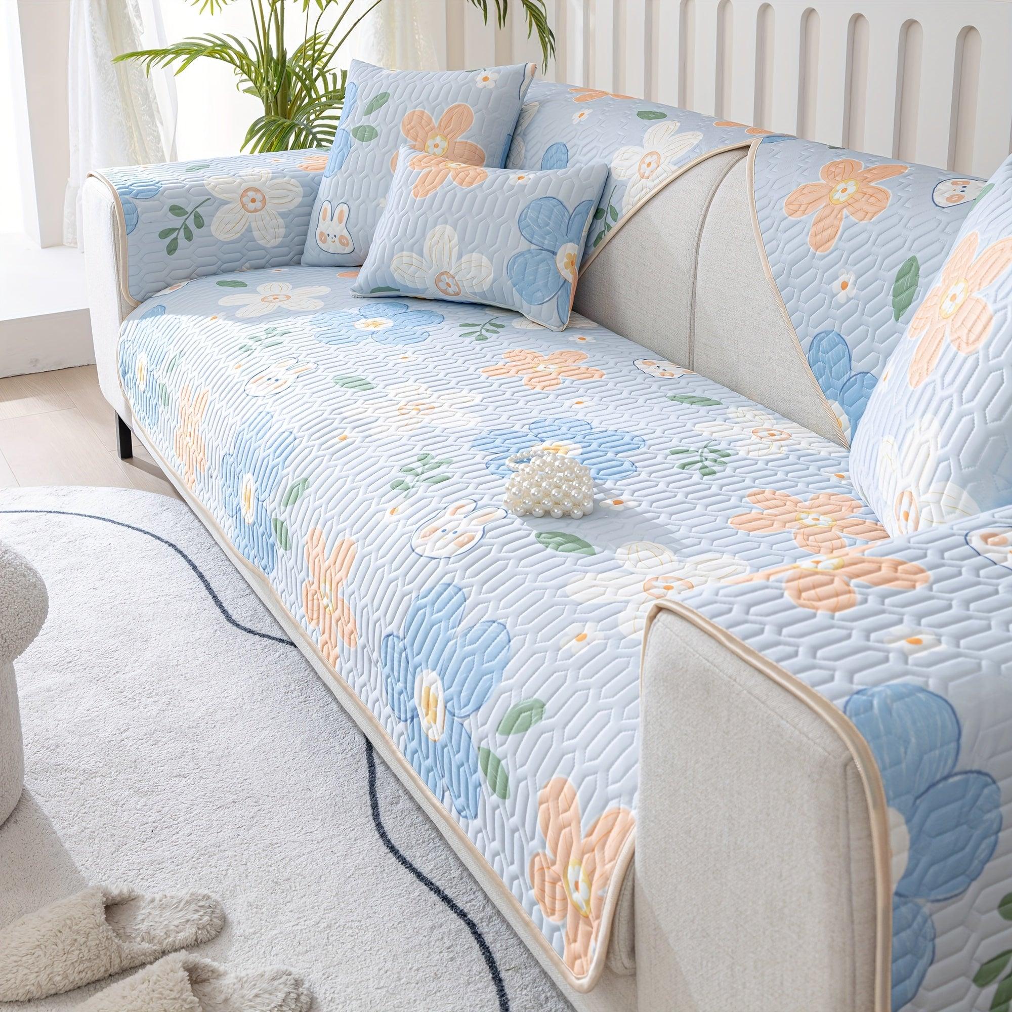 Boho Style Ice Silk Latex Sofa Cover Slipcover | Dog Hair Couch Cover